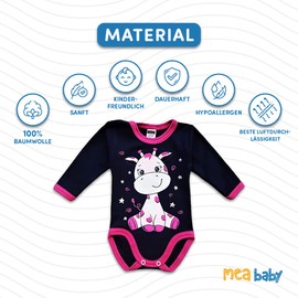 MEA BABY Unisex Baby Long-Sleeved Bodysuit in Pack of 5, Baby Long Sleeve Bodysuit with Print, Baby Long Sleeve Bodysuit for Girls, Baby Long Sleeve Bodysuit for Boys, Girls 3