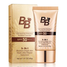 BB Cream SPF 50 face moisturiser – Snail Tinted Moisturiser with High Coverage, Hydrating Face Sun Cream for Women, Anti-Aging & Colour Correcting, Foundation for Mature skin 40g