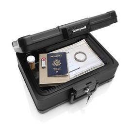 Honeywell Safes & Door Locks 30 Minute Fire Resistant & Waterproof Safe Box With Carry Handle - 1503 (.24 Cu Ft.), Black