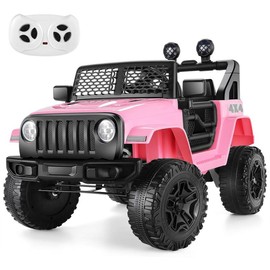 Hikole Ride-ons Toys Electric Car for Kids with Remote Control - 12V Battery Powered Cars Truck w/ Suspension, 2WD, 3 Speeds, Headlights - Color: Pink
