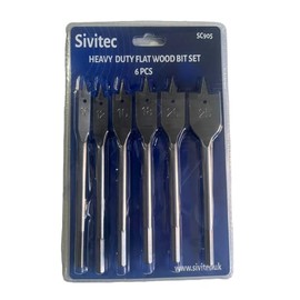 Sivitec 6PCS Wood Flat Drill Bits Set Heavy Duty 10/12/16/18/20/25mm Spade Bits Flat Boring Bit Wood Drill Bit