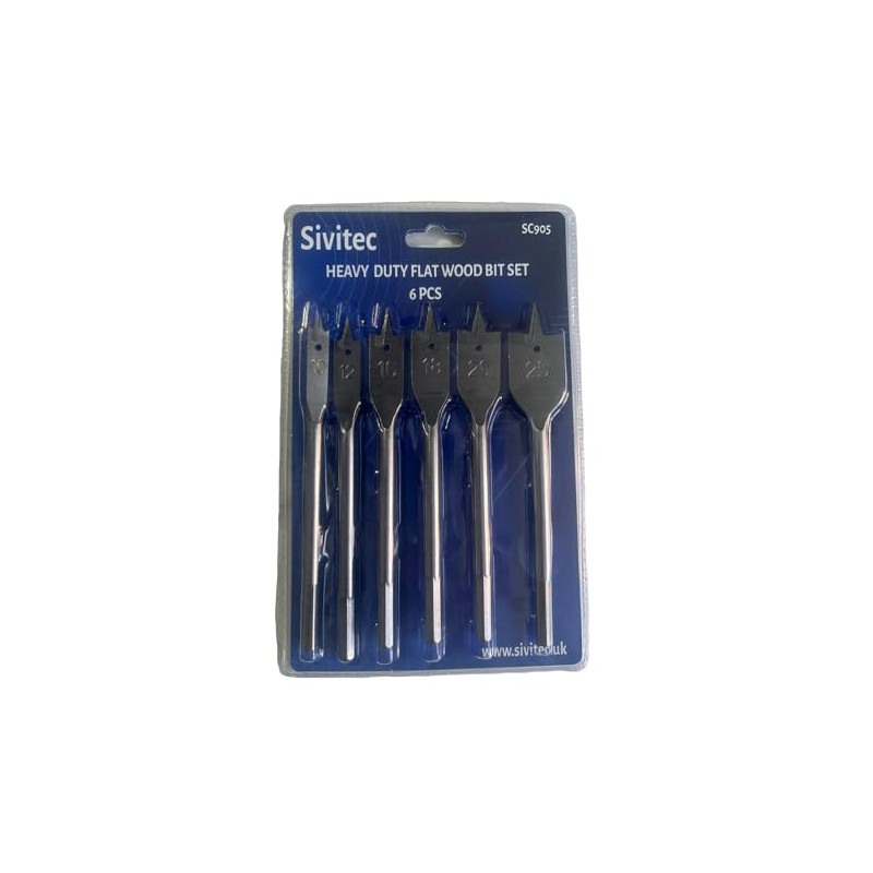 Sivitec 6PCS Wood Flat Drill Bits Set Heavy Duty 10/12/16/18/20/25mm