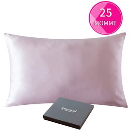 ZIMASILK 25 Momme 100% Mulberry Silk Pillowcase for Hair and Skin,Both Sides Natural Silk,Hidden Zipper Closure,1 Pc Gift Box (Pink, Standard 20''x26'')