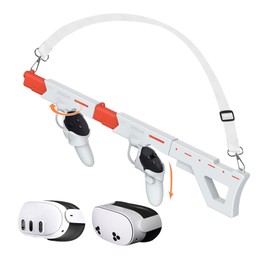 AIJUNCT Upgraded Gunstock for Quest 3S / Quest 3 Gun Stock for Quest 3, 3S, Rifle-Like or Dual-Pistol Handle VR Gun Stock Quest 3 Accessories (Pistol White)