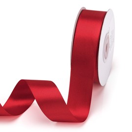 Filan Double Face Satin Ribbon 1 Inch x 25 Yards Double Sided Solid Polyester Ribbon for Gift Wrapping Party Hair Braids Bow Baby Shower Decoration Floral Arrangement Crafting Supplies, Hot Red