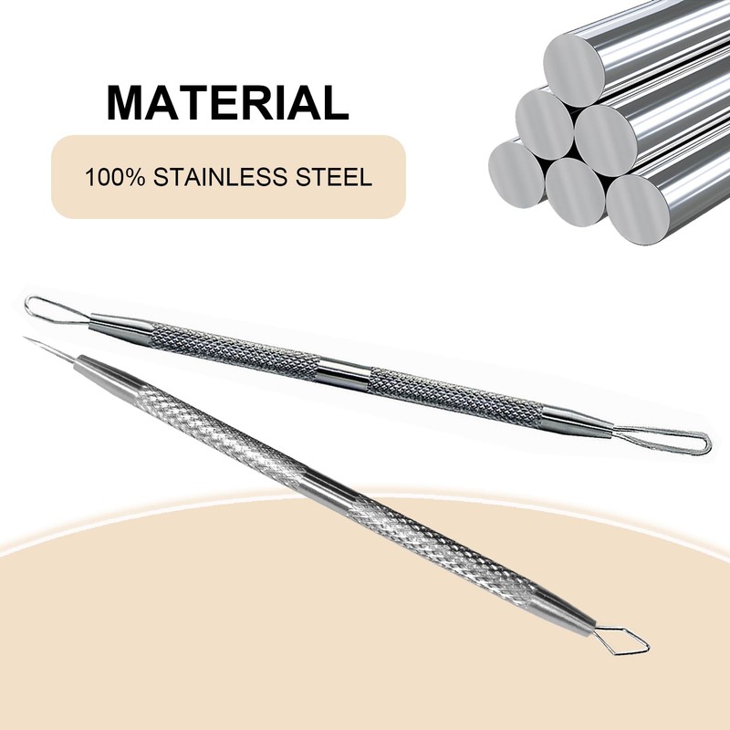 jaxiria 2 Pack 2-in-1 Pimple Extractor Removal Tools - Professional