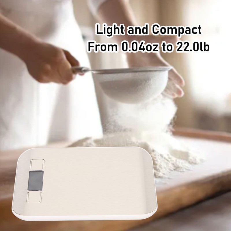 Kitchen Scale 0.04oz to 22lb LCD Display Stainless Steel Tare
