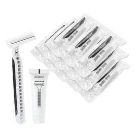 Disposable Razors in Bulk Pack of 120,Black Disposable Shaving Razors Individual Wrapped Twin Blade Bulk Disposable Razors with Clear Cap and 10gShaving Cream for Homeless,Hotel,Travel,Charity,Shelter