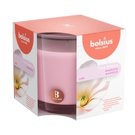 Bolsius Premium Magnolia Scented Candle - Long-Lasting Candle Jar, 43+ Hours Burning Time - Natural Magnolia Candle with Plant-Based Wax- Smokeless. Clean-Burning Aromatherapy Candle - Large, 8oz Jar