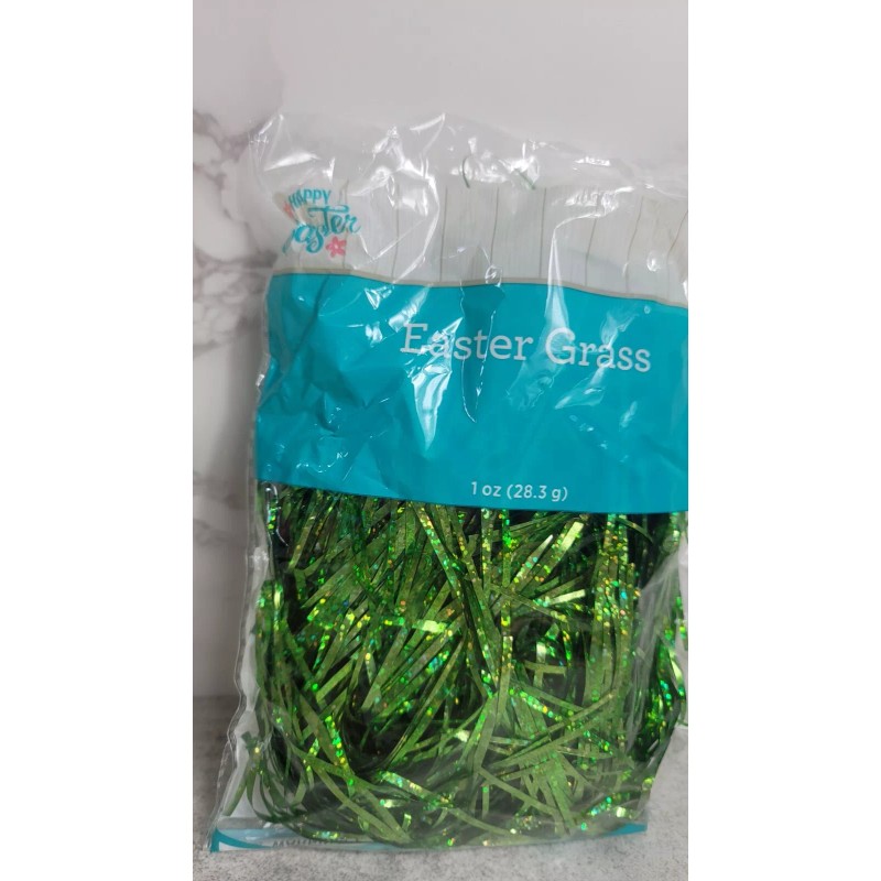 Easter Basket Grass Plastic Green Shiny Christmas Filler Decor Discontinued