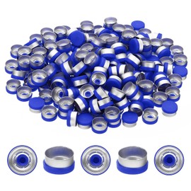 PATIKIL 13mm Flip Off Caps, 200 Pcs Flip Off Caps Flip Off Seals Flip Off Vial Seals Plastic Aluminum Caps Cover for Glass Vial, Blue