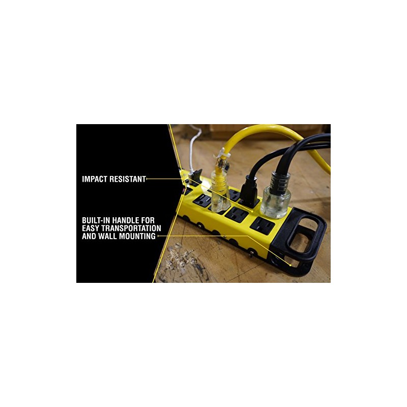 Yellow Jacket - Tira protectora de sobretensión de metal, 8-Outlet