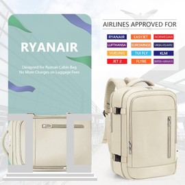 OTAHGK Cabin Bags 40×20×25 for Ryanair Underseat Carry-ons Travel Backpack Hand Luggage Bag Cabin Size 20L Flight Rucksack Casual Daypack School Office Work Backpack Fit 14 Inch Laptop-Beige