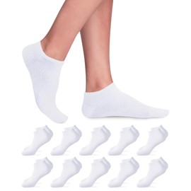 Niorasen Trainer Socks Men Women 39-42 43-46, 10 Pairs Cotton Short Trainer Socks, Half Socks, Black, White, Grey, 35-38, 47-50, White