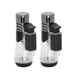 Palio Siena Single Jet Flame Cigar Lighter, Extra Large Fuel Tank (Clear) Pack of 2