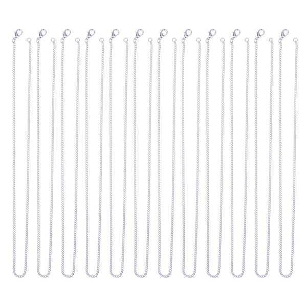 Outus 12 Pack Iron DIY Chain Necklaces Lobster Clasp Link