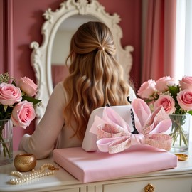 Bow Banana Clip, Banana Barrette Claw Hairpin, Elegant Vertical Ponytail Clip, Bowknot Ponytail Claw for Women Girls, Sweet Hair Accessories for Women Girls Clips and Barrettes (pink)