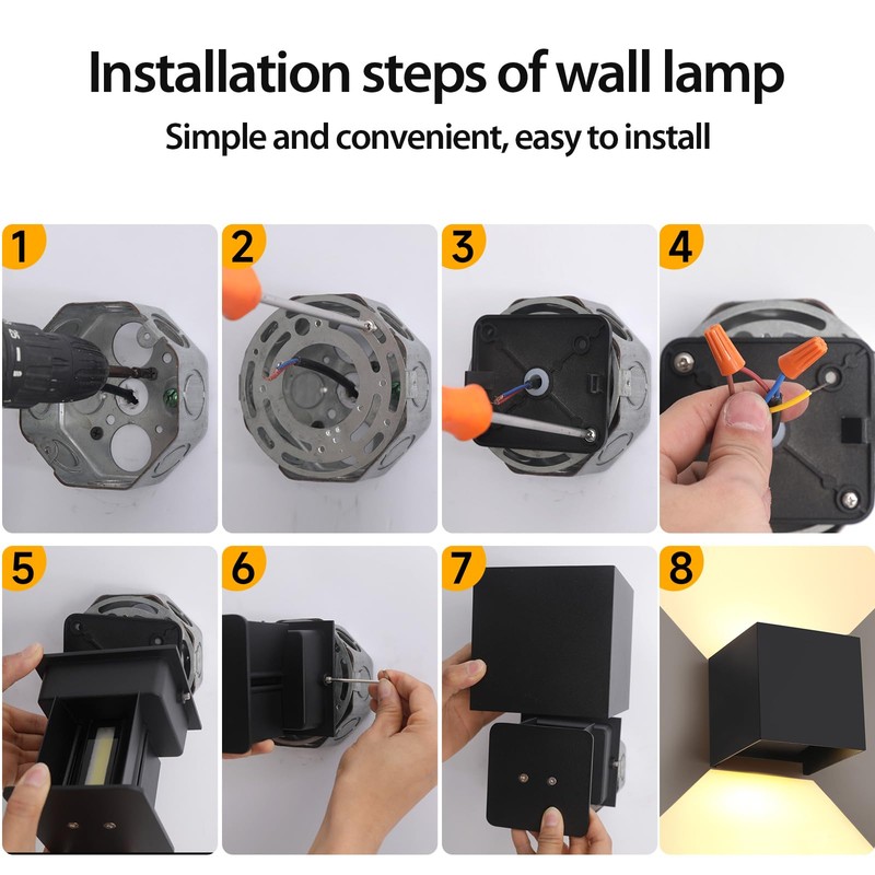 Mille Lucciole 12W 4Pack Outdoor Wall Lights Exterior/Interior,LED Black Outdoor