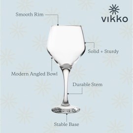 Vikko Red Wine Glasses - Set of 6, Large 15.25 Ounce Capacity, Thick Stemmed, Dishwasher Safe, Perfect for Merlot, Bordeaux, Chardonnay