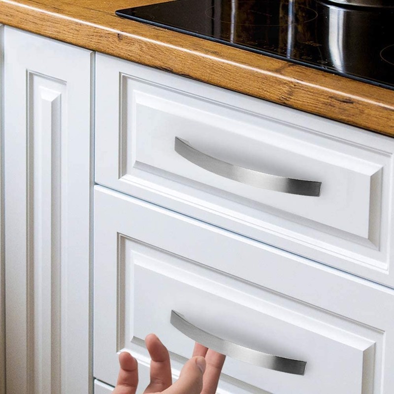MARGUERASW 6 Piece Modern Chrome Brushed Nickel T-Shaped Kitchen Cabinet