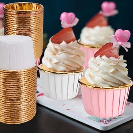 Ampkllz 100 PCS Muffin Liners,Disposable Baking Cups Cupcake Liners Paper Cupcake Cases for Bakery Festival Wedding Birthday Party (2 Colours)