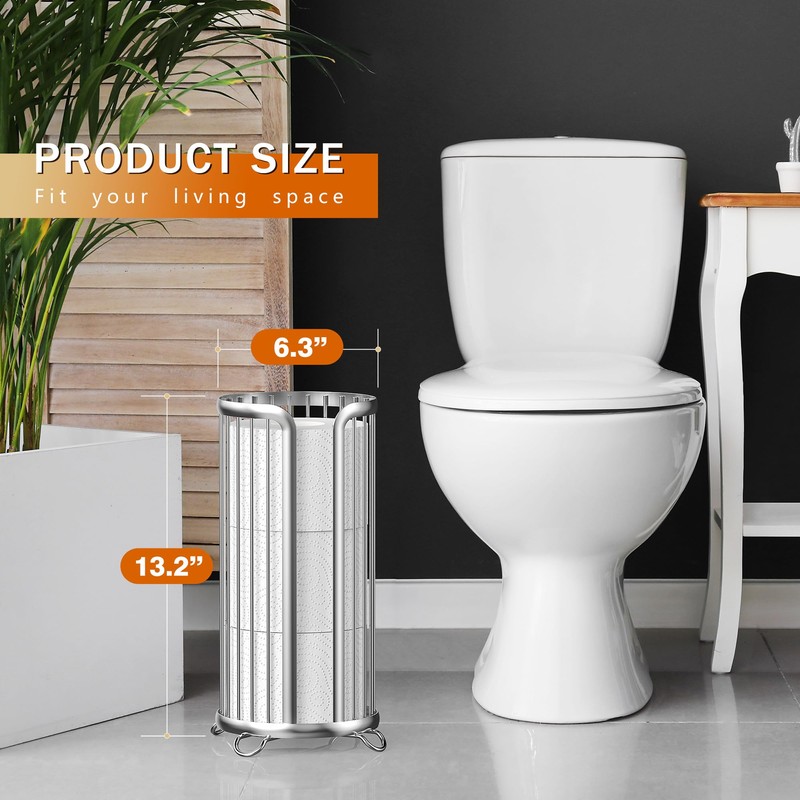 Toilet Paper Holder Stand, Freestanding Toilet Tissue Organizer, Minimalistic Storage