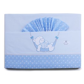PEKITAS Bebe 3-Piece Thin Bedding Set for Cot 60 x 120 cm 100% Cotton Made in Portugal (Blue Bear Series)