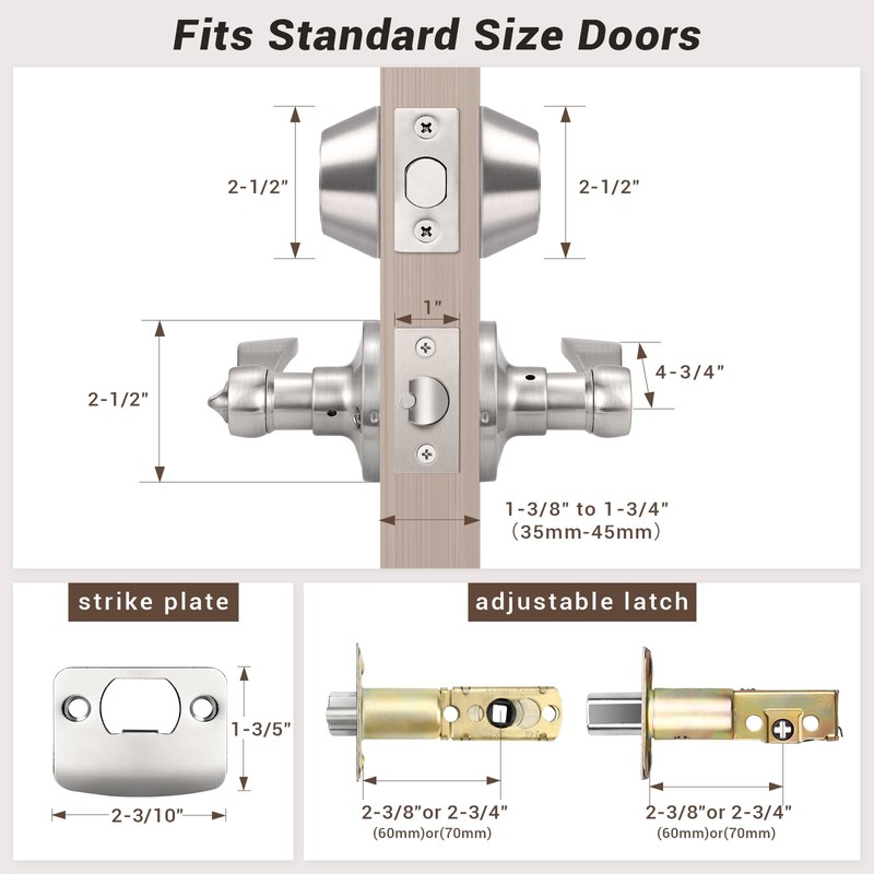 Knobonly 3 Sets of Wave Style Entry Door Handle Set