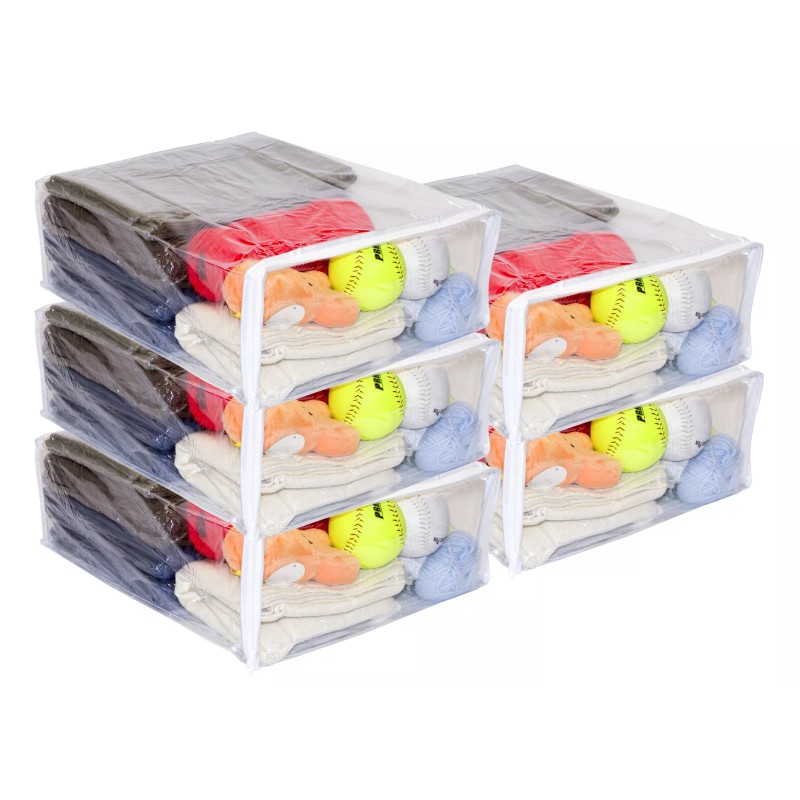 Vinylpac 5-Pack Clear Vinyl Zippered Storage Bags 15 x 18