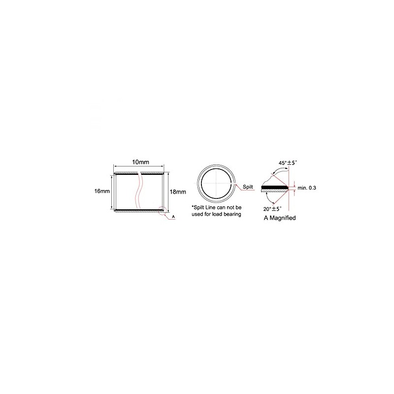 sourcing map Sleeve Bearings 16 mm Bore x 18 mm