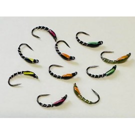 Goose biot barbless fly fishing trout flies size 12 pack of 10 mix