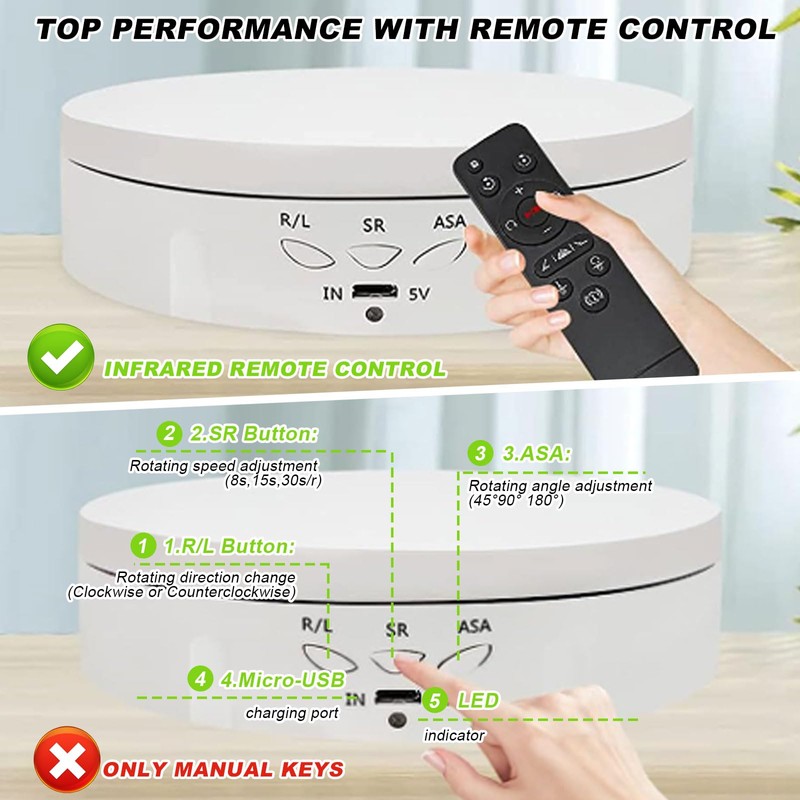 3 In 1 Rotating Display Stand, Photography Turntable Electric Rotating