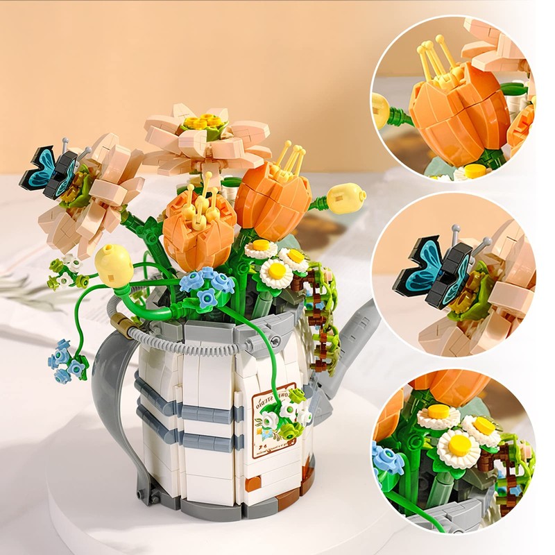 MEIEST Mini Building Blocks Watering Pot Bonsai Plant Model Set,Creative