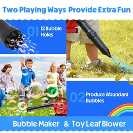 Bubble Leaf Blower for Toddlers - Upgrade Kids Bubble Machine with Gardening Tool Set, 2 in 1 with Extra Bubble Blower Kit Outdoor Play Toys, Birthday Party Gifts for Boys Girls Age 3 4 5+ Years