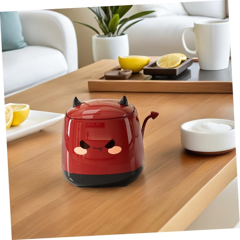 Sosoport Cute Demon Small Desktop Trash Can with Lid Silent