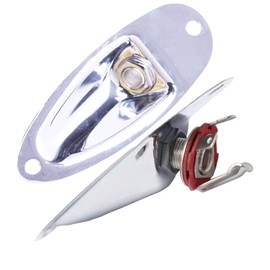 Boquilla de salida de guitarra con carga estilo barco de 1/4 pulgadas para guitarra eléctrica Fender Strat Stratocaster, cromo (paquete de 2)