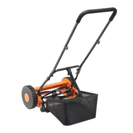 Vevor Push Reel Lawn Mower 16 Inch, 5 Blades Manual Push Mower No Motor, 0.6-1.75 Inch Adjustable Cutting Height,Walk-Behindmaterial: Stainless Steel, size: 16inch