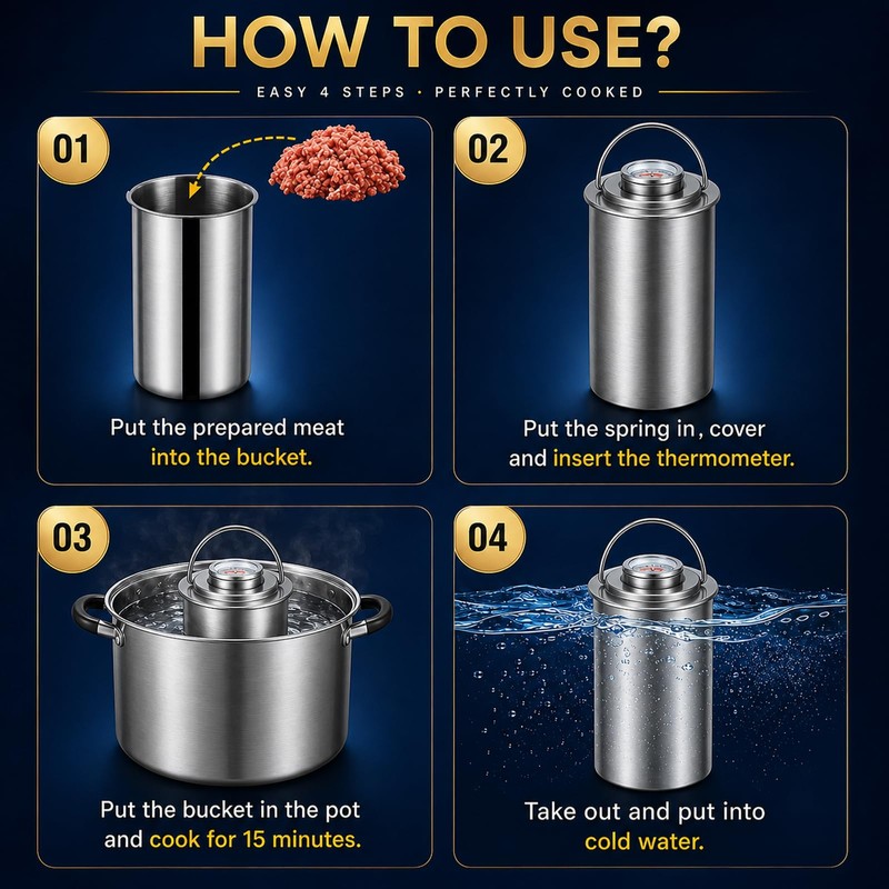 Meat Press Mold, Stainless Steel Ham & Deli Meat Maker