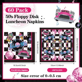 Feifeiya 60 Pcs 50s Cocktail Paper Napkins 6.5 x 6.5 Inches Disposable Paper Napkins Dessert Beverage Napkin for Decoupage Luncheon Napkin for Party Wedding Birthday Party