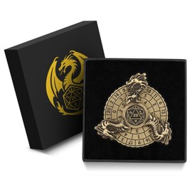 DND Wheel Cube Spinner, DND Dice Set, 7-in-1 Dragon Metallic D&D Dice, Dragon Roulette Dice Spinner for DND Dice Set, D&D Gifts with Gift Box, Role Playing Board Game Accessories, Bronze