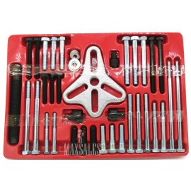 VTOOLS 46pc Harmonic Balancer Gear Puller Steering Wheel Pulley Steel Yoke Washer Crank