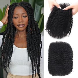Afro Kinkys Human Hair Bulk 50g/Pack Natural Black 100% Human Hair Soft 4C Afro Kinky Bulk Human Hair for Locs Extensions/Twists/Braids Can Dye and Bleach (Natural Black, 22 Inch)