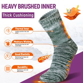 Eyean Women Heated Socks Ski Winter Soft Thermal Hiking Snowboarding Boot Thick Insulated Socks 3 Pairs (3 Pairs Green/Orange/Purple)