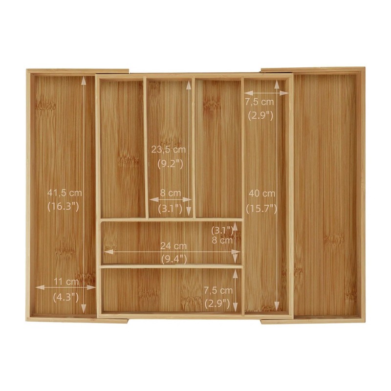 Klabelle Bamboo Drawer Organizer - Expandable Kitchen Utensil Holder, Adjustable