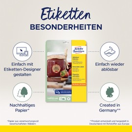 Avery Zweckform 5084 jam Labels (A4, 240 Flower-Shaped Labels, Removable, 40.8 mm x 40.3 mm) 10 Labels, White