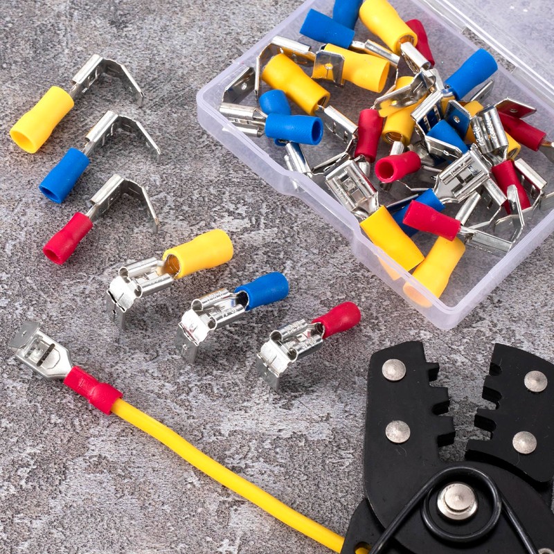 ANCIRS 30pcs Semi-Insulated Piggyback Spade Connectors, Quick Disconnect Piggyback Spade