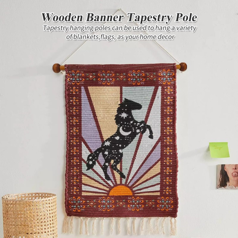 Laurraine 4pcs Natural Bamboo & Wood Tapestry Hanging Poles -