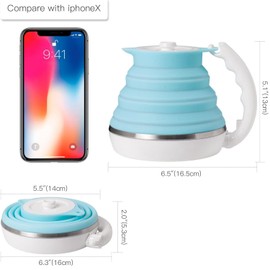 Foldable Electric Travel Kettle, Dual Voltage Portable Electric Kettle, Collpasible Electric Kettle, Food Grade Silicone Tea Kettle, Suitable for 110V & 220V