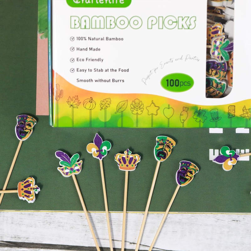 Mardi Gras Cocktail Picks Carnival Masquerade Decorative Long Toothpicks Fruit