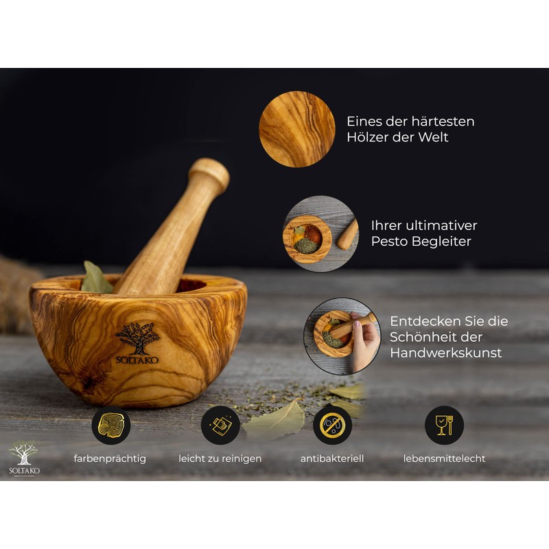 Olive Wood Mortar & Pestle Set "The Iconic Mortar"